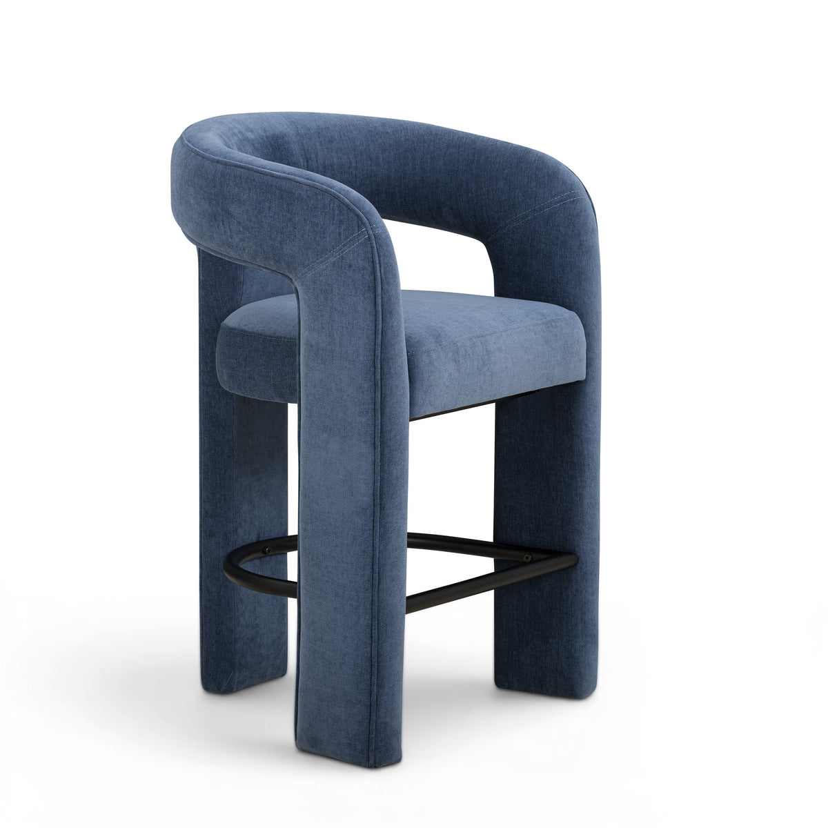 TOV Furniture Malone Blue Denim Performance Chenille Counter Stool