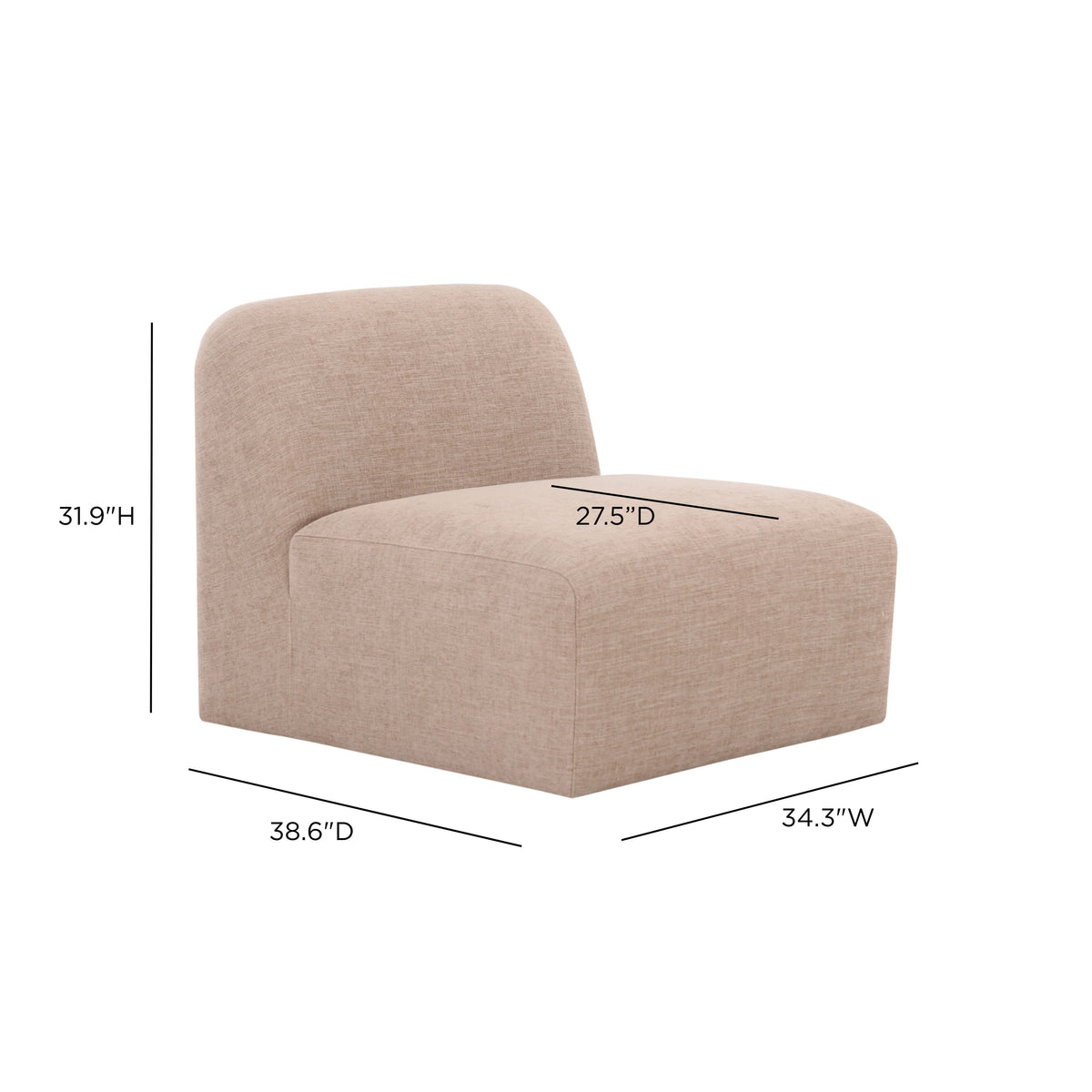 TOV Furniture Gorge Tan Modular Armless Chair