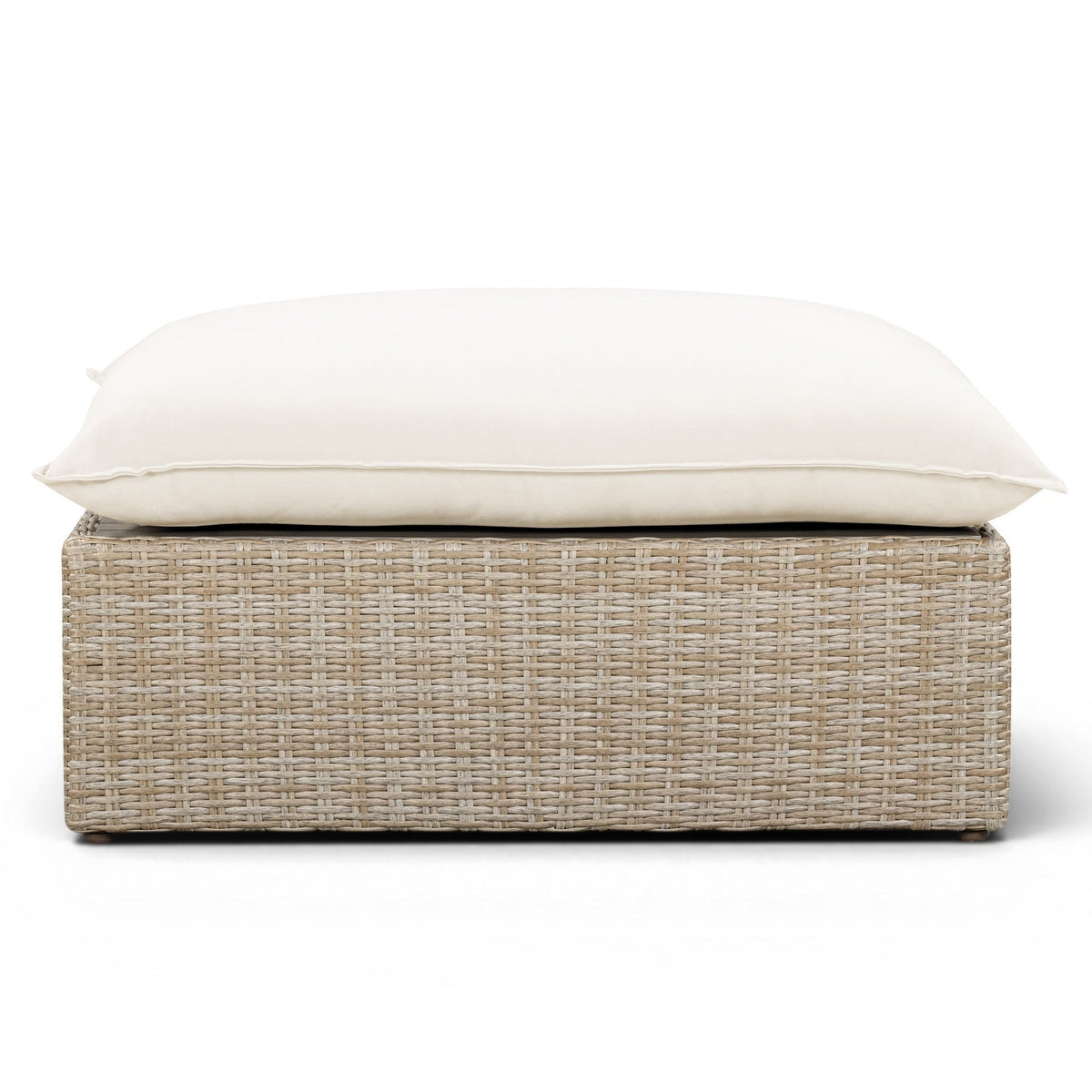 TOV Furniture Cali Cream Performance Wicker Outdoor Ottoman