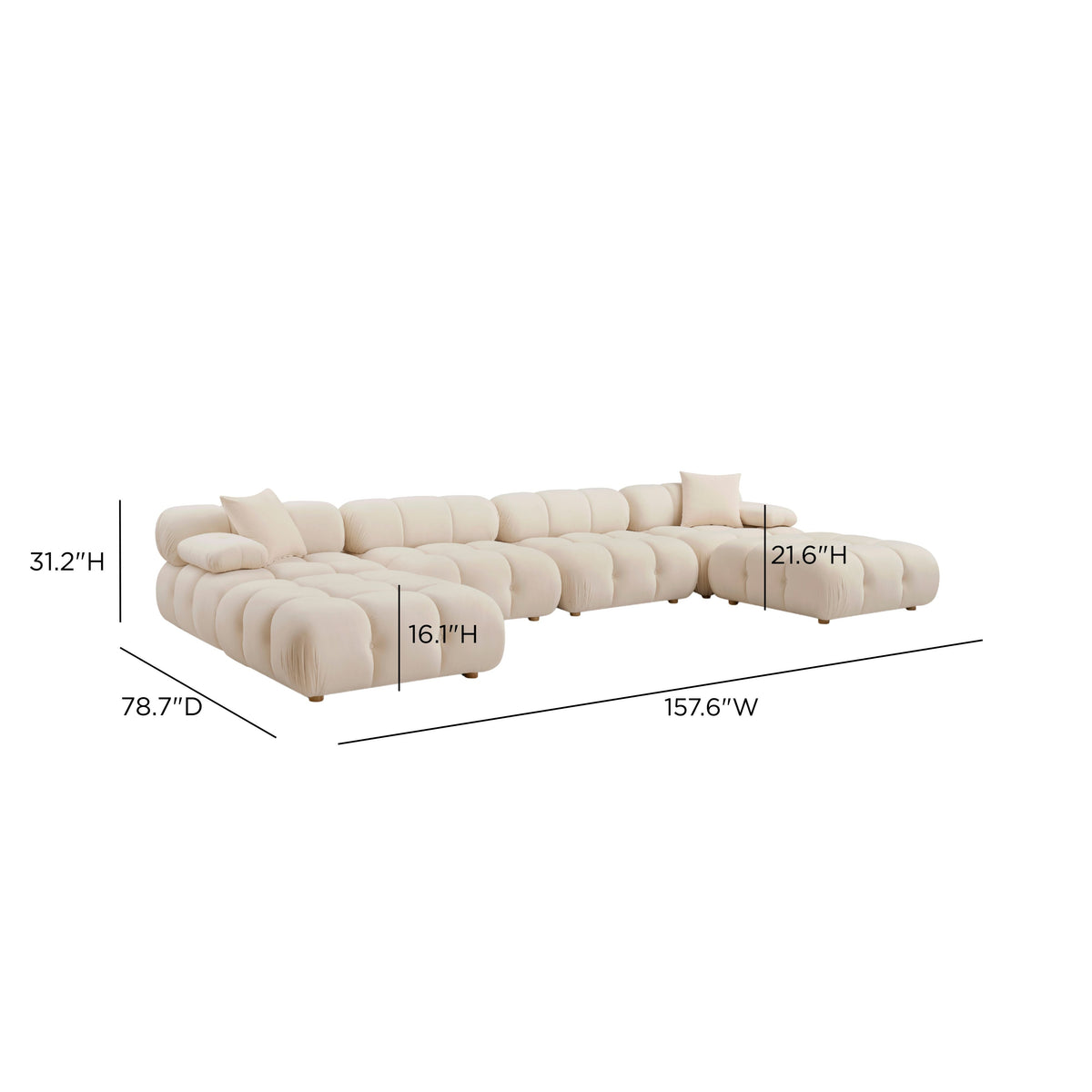TOV Furniture Calliope Off White Performance 6-piece Modular U-Sectional Sofa