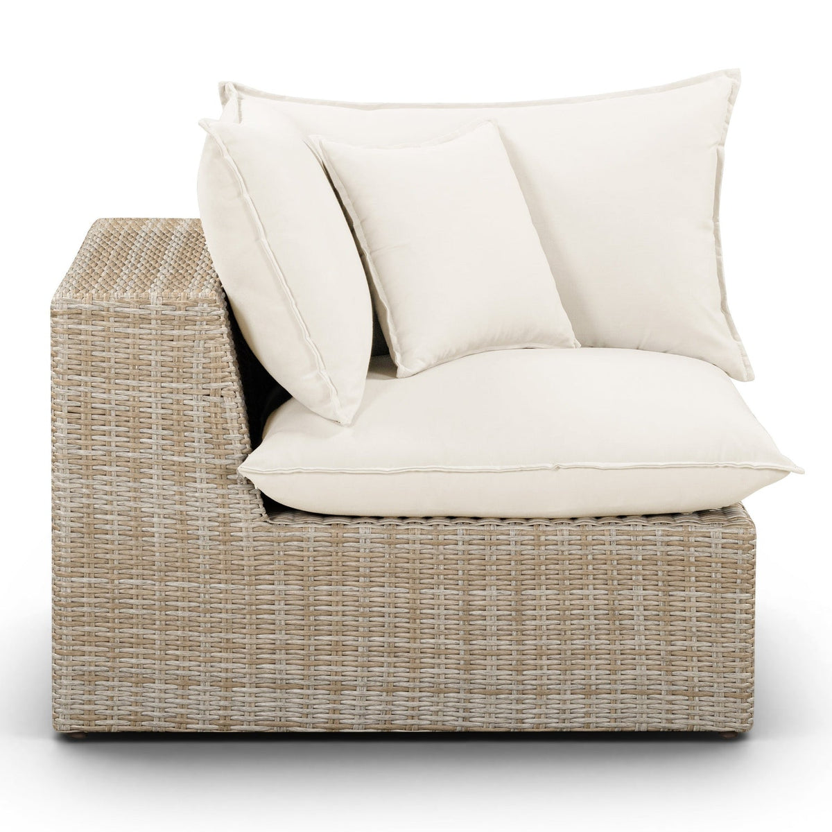 TOV Furniture Cali Cream Performance Wicker Outdoor Corner Chair