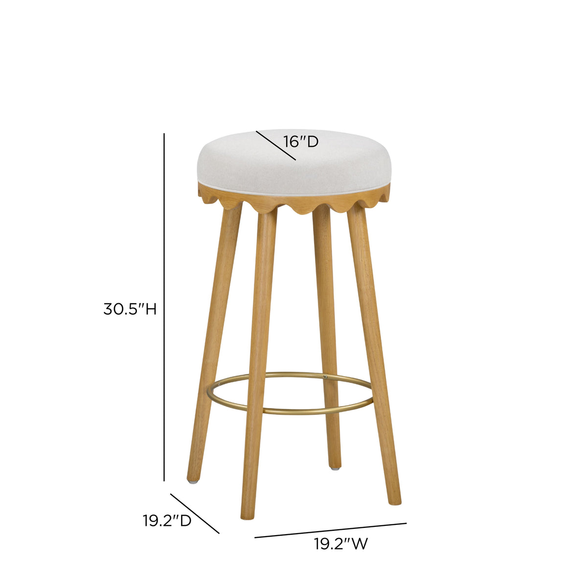 TOV Furniture Oodle Cream Performance Vegan Mohair Bar Stool