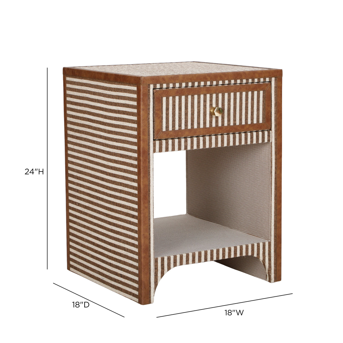 TOV Furniture Kora Brown Cotton Jute 1-Drawer Nightstand