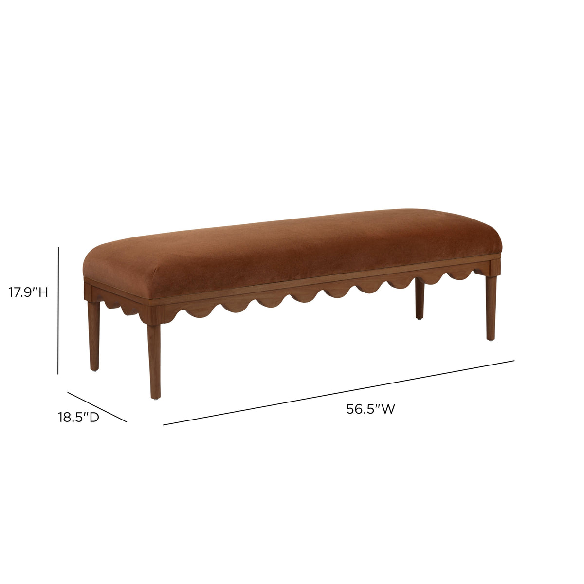 TOV Furniture Oodle Bronze Performance Vegan Mohair Bench