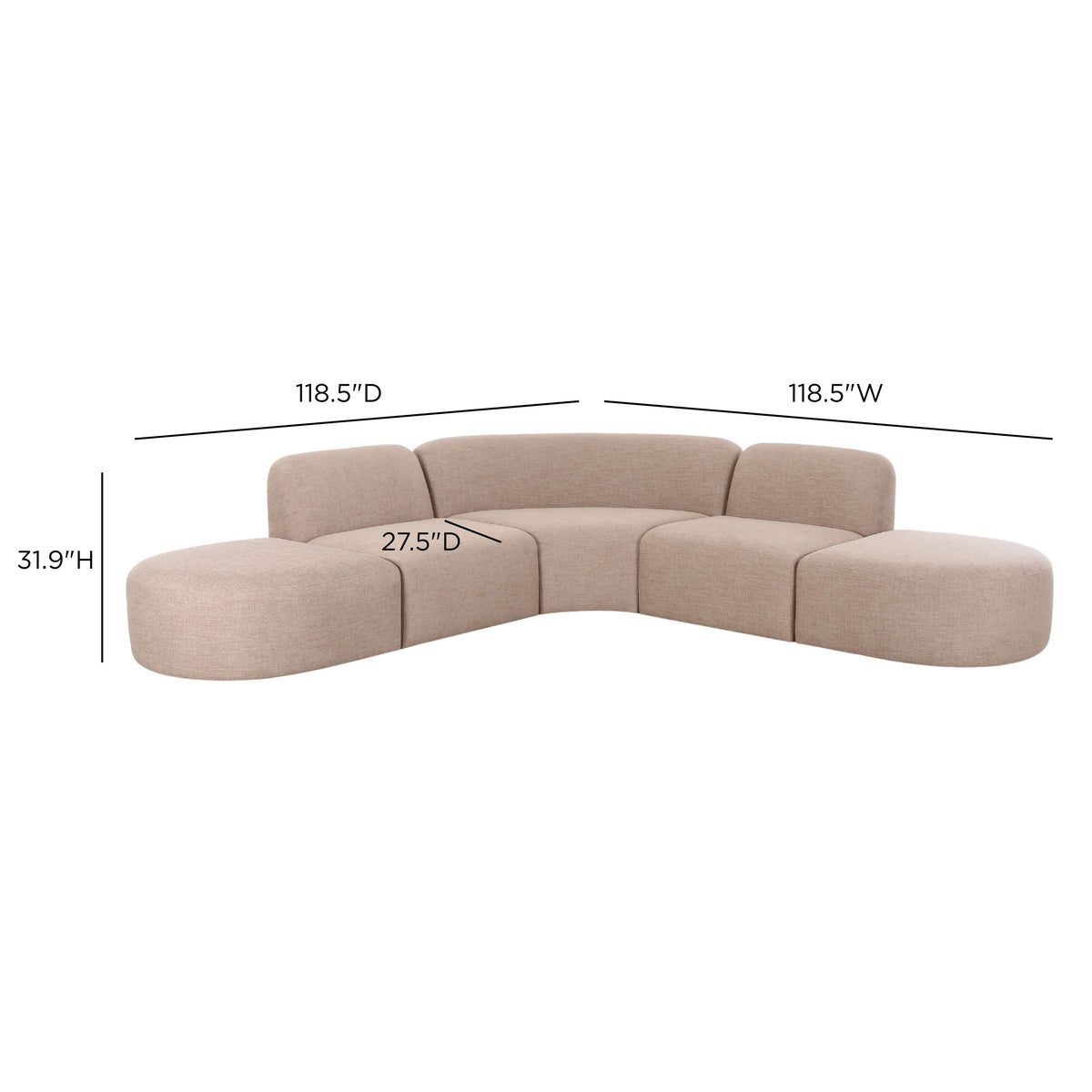 TOV Furniture Gorge Tan 5-Piece Modular Euro Sectional Sofa
