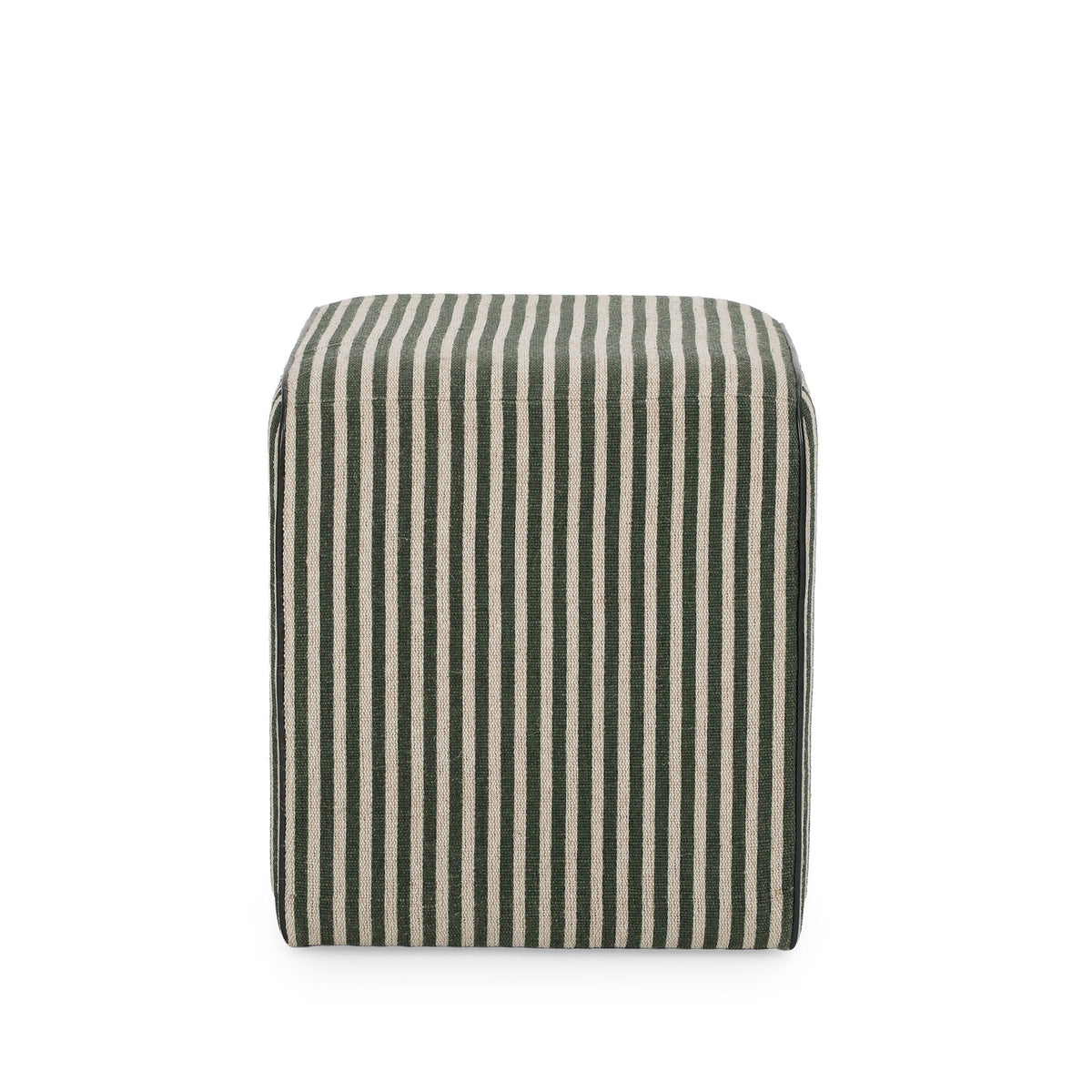 TOV Furniture Byron Green Square Cotton Jute Ottoman