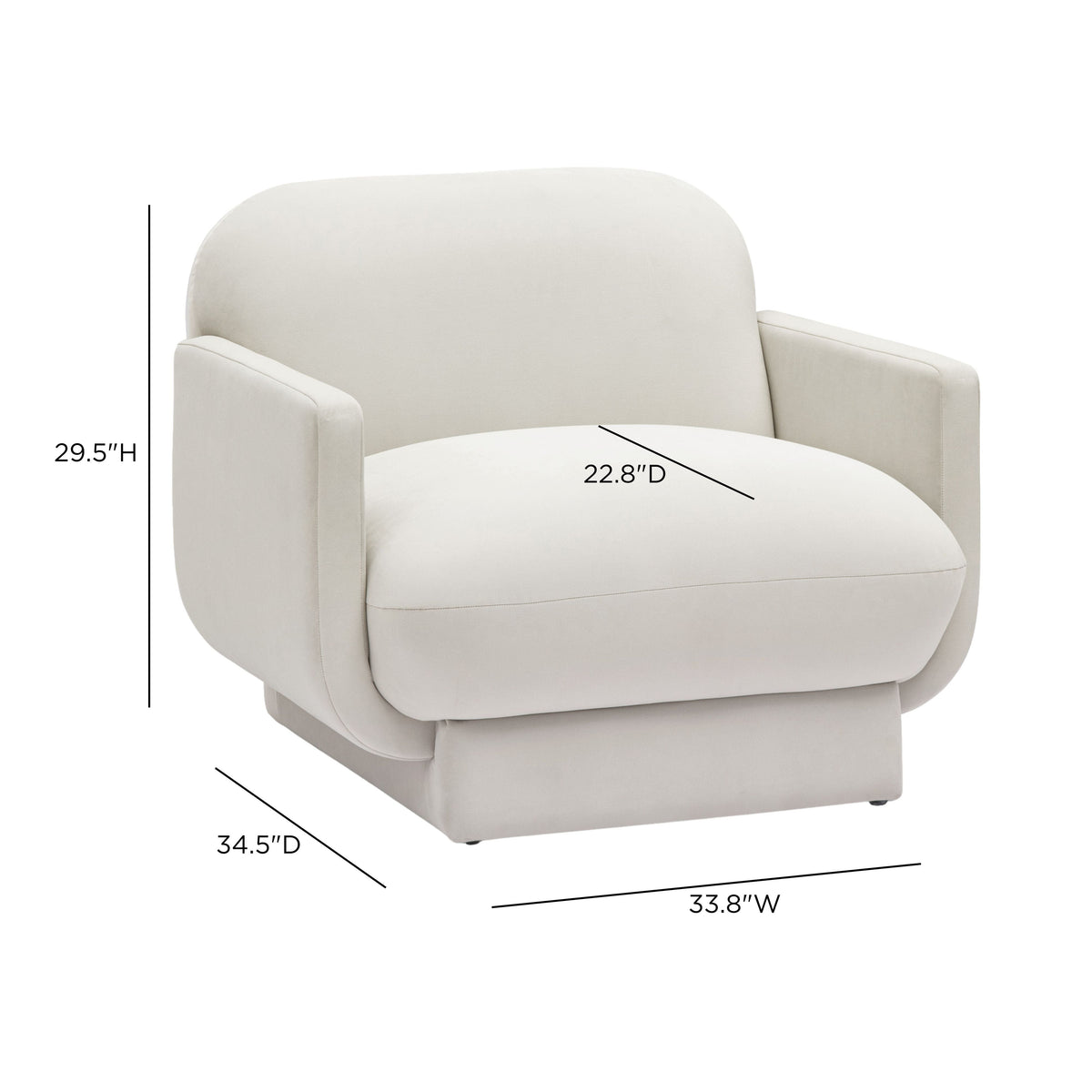 TOV Furniture Azalea Cream Performance Velvet Accent Chair