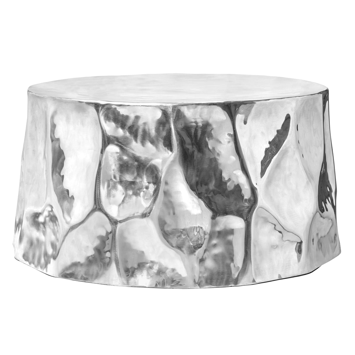 TOV Furniture Forma Chrome Coffee Table in chrome hand-hammered aluminum, primary product view