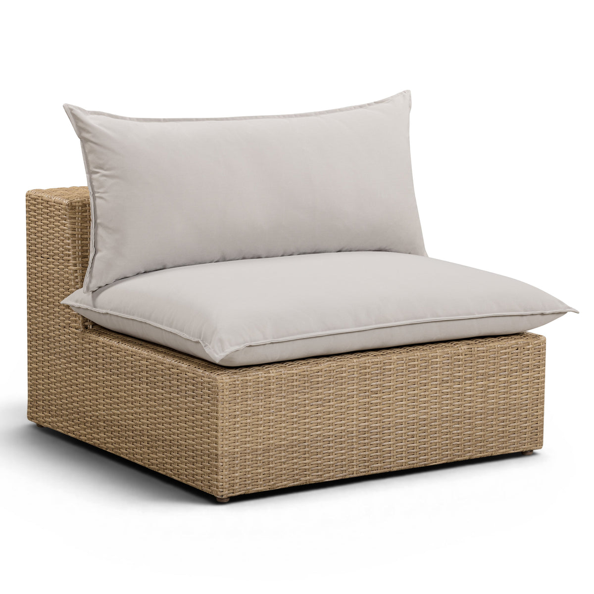 TOV Furniture Cali Gray Performance Wicker Outdoor Armless Chair in grey performance wicker, primary product view