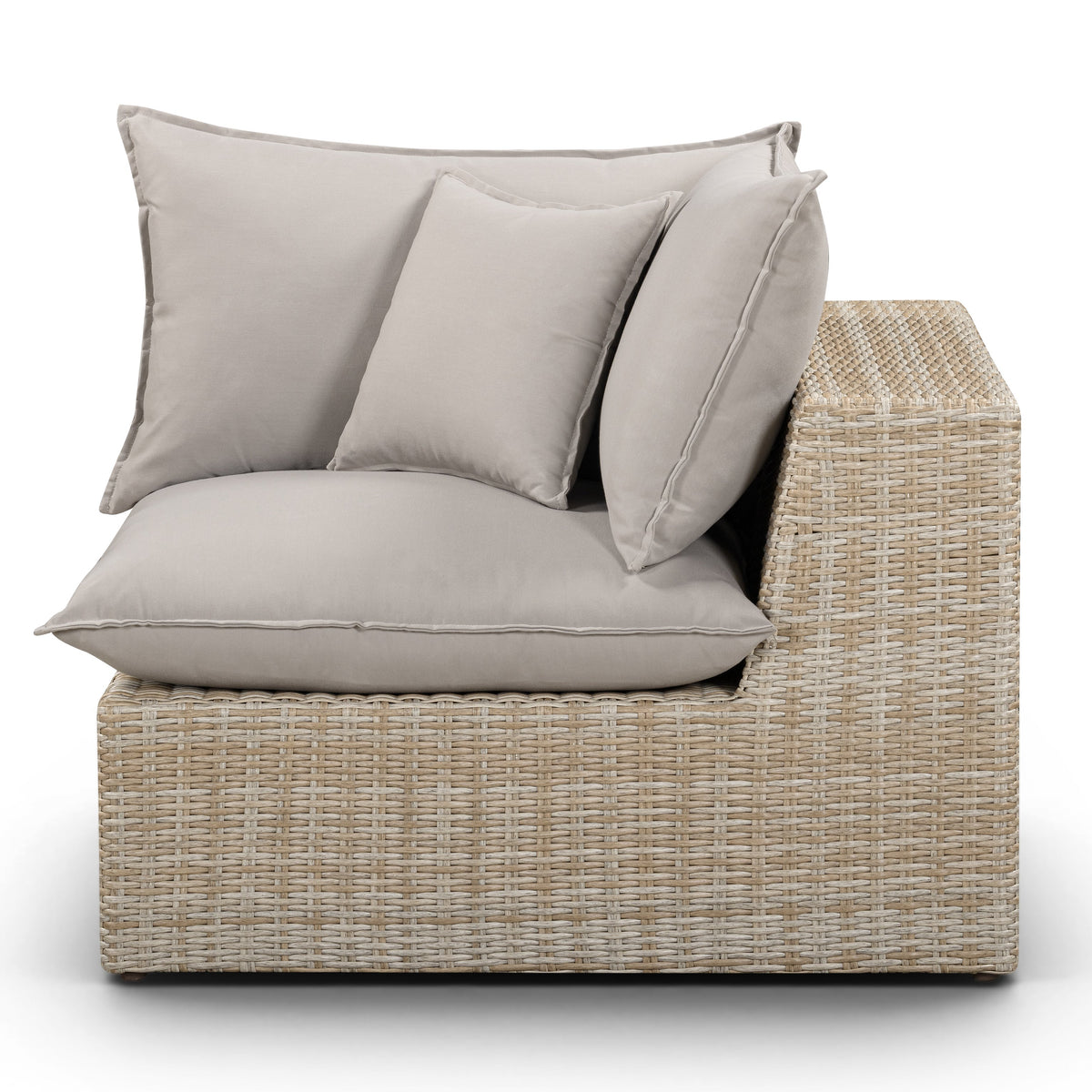 TOV Furniture Cali Gray Performance Wicker Outdoor Corner Chair