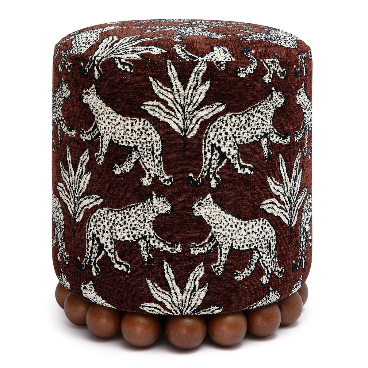 TOV Furniture Dex Brown Ottoman in brown jacquard, primary product view