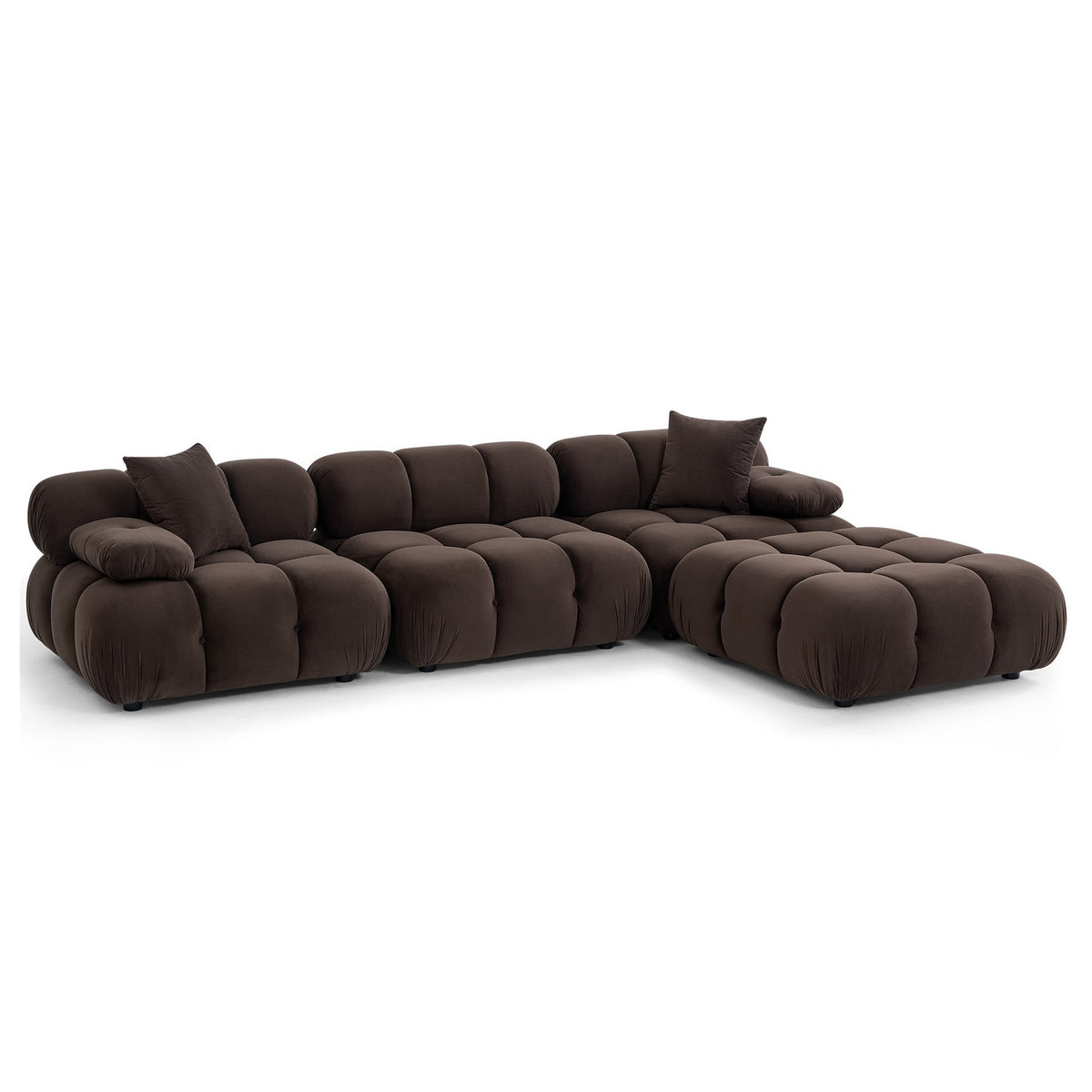 TOV Furniture Calliope Dark Brown 4-Piece Modular Sectional in dark brown velvet, primary view