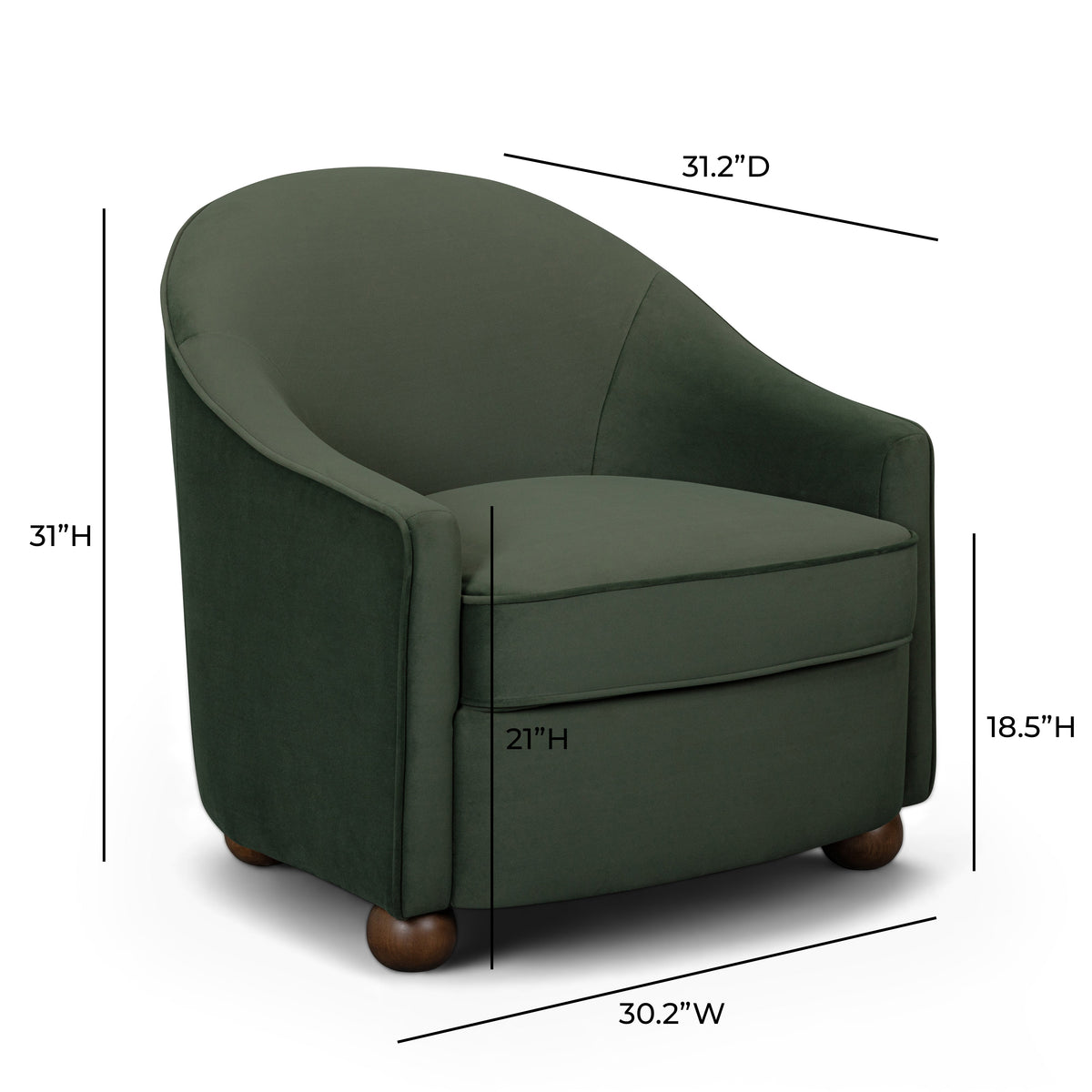 TOV Furniture Cettie Green Performance Velvet Accent Chair