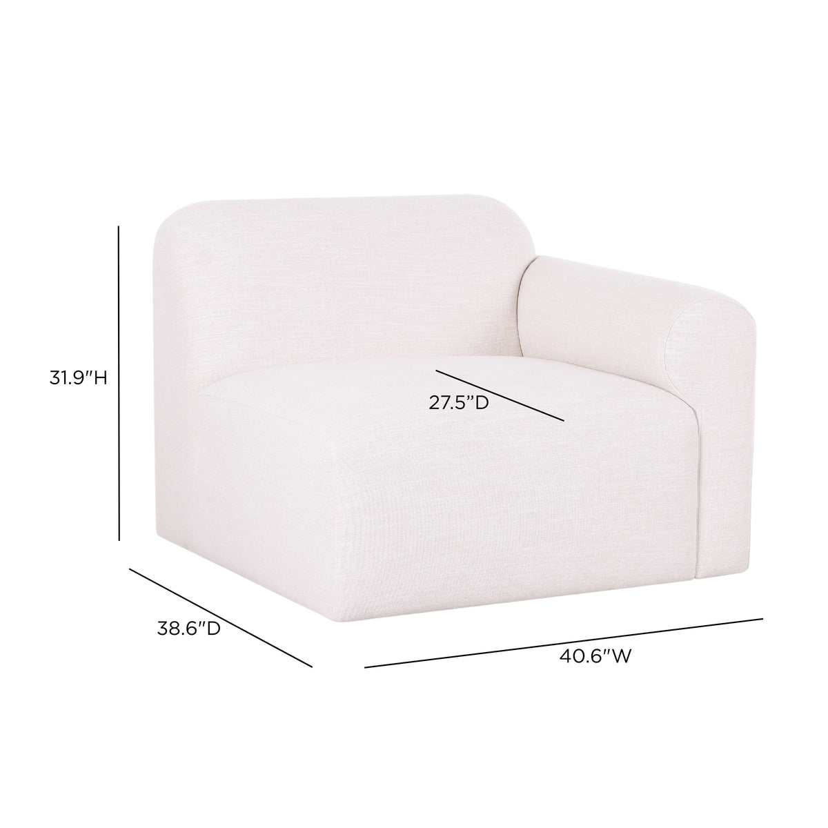 TOV Furniture Gorge Cream Right Modular Corner Chair