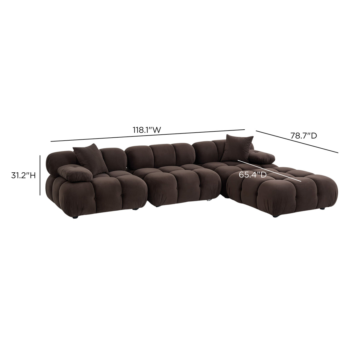 TOV Furniture Calliope Dark Brown Performance 4-Piece Modular Sectional