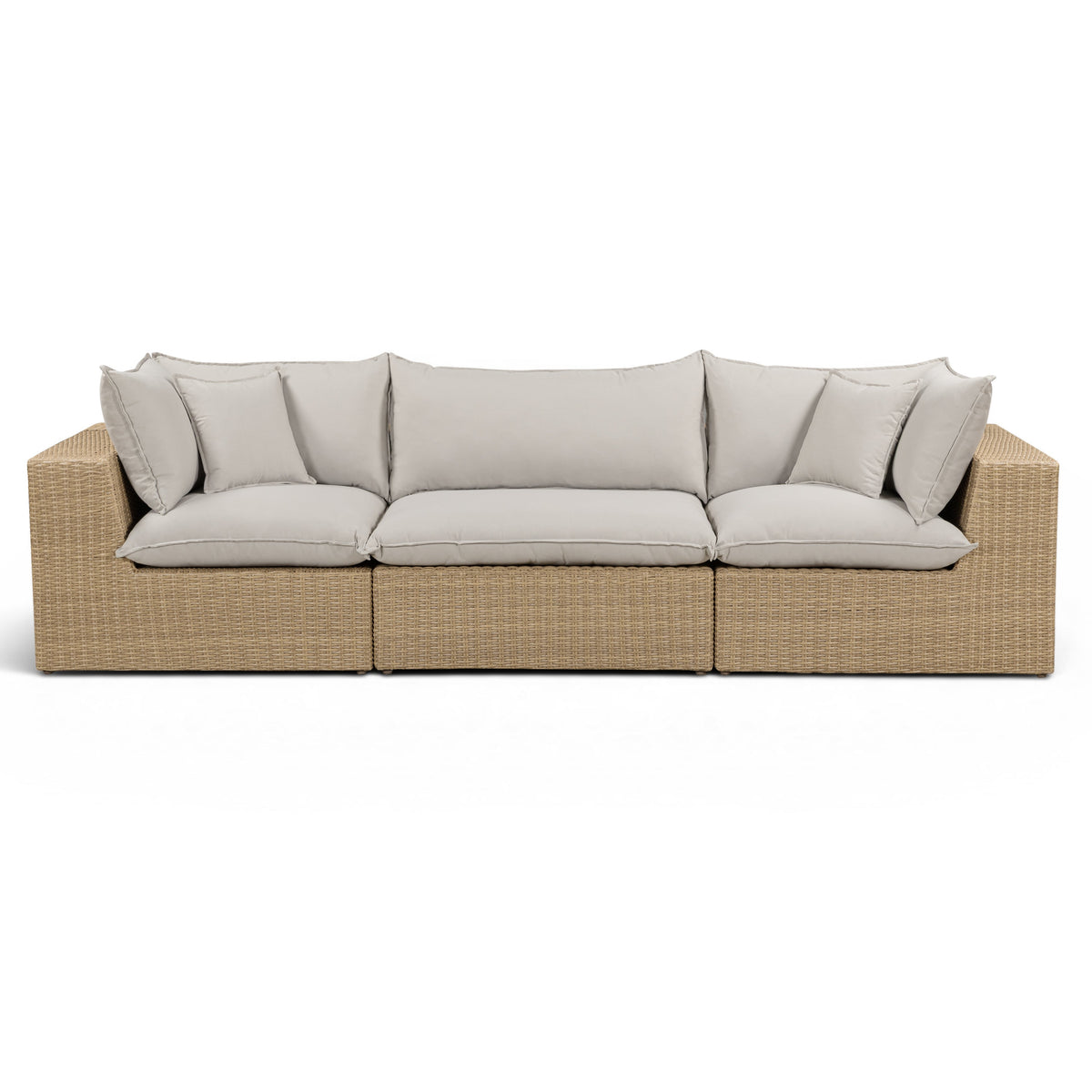 TOV Furniture Cali Gray Performance Wicker 120in Outdoor Sofa