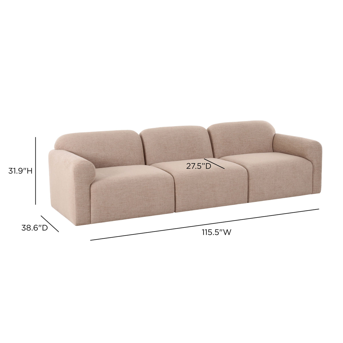TOV Furniture Gorge Tan 116in Modular Sofa