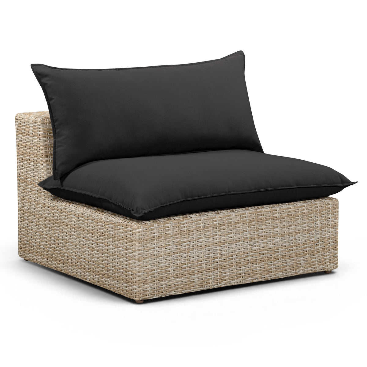TOV Furniture Cali Black Performance Wicker Outdoor Armless Chair in black performance wicker, primary product view