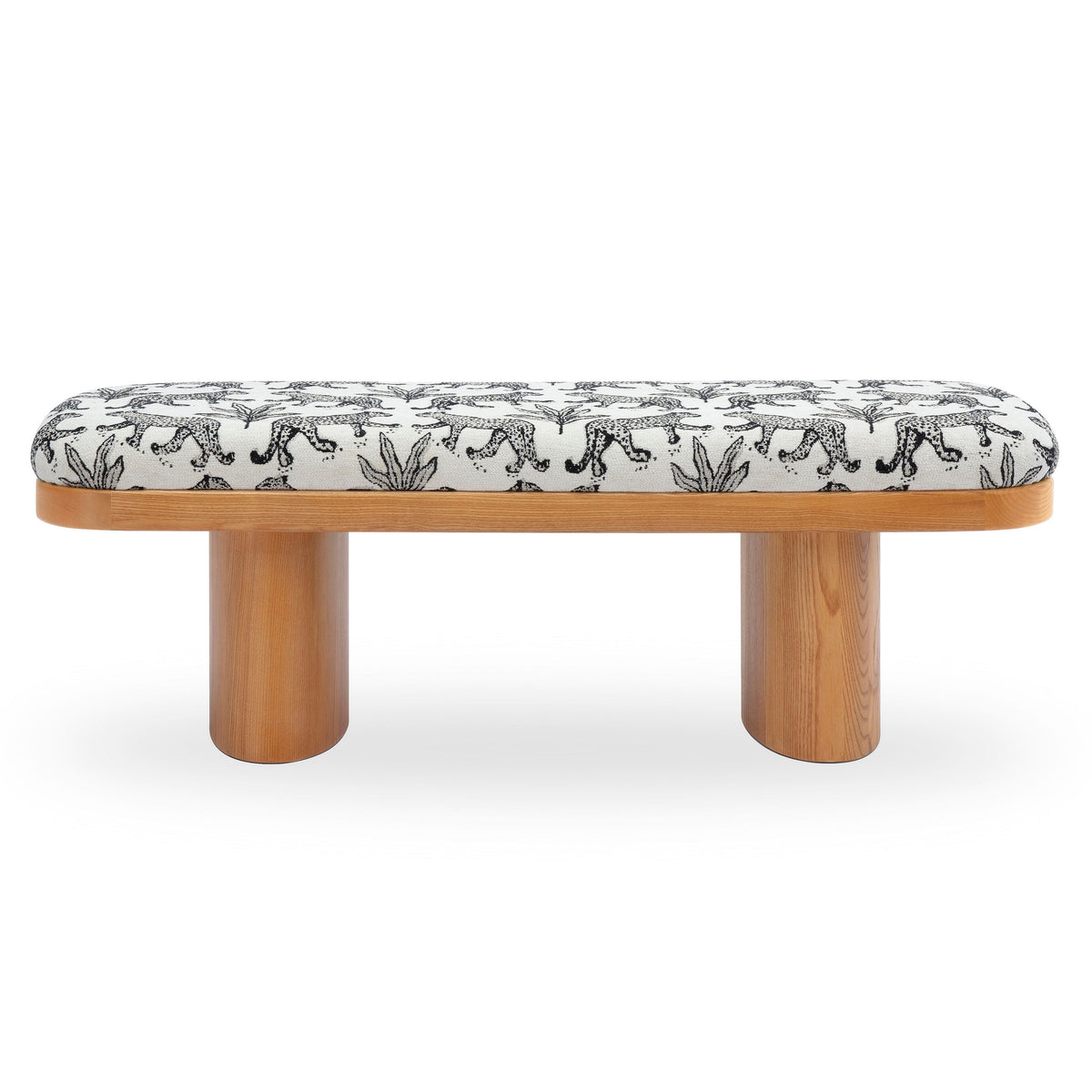 TOV Furniture Ollie Upholstered Bench in cream jacquard, primary product view