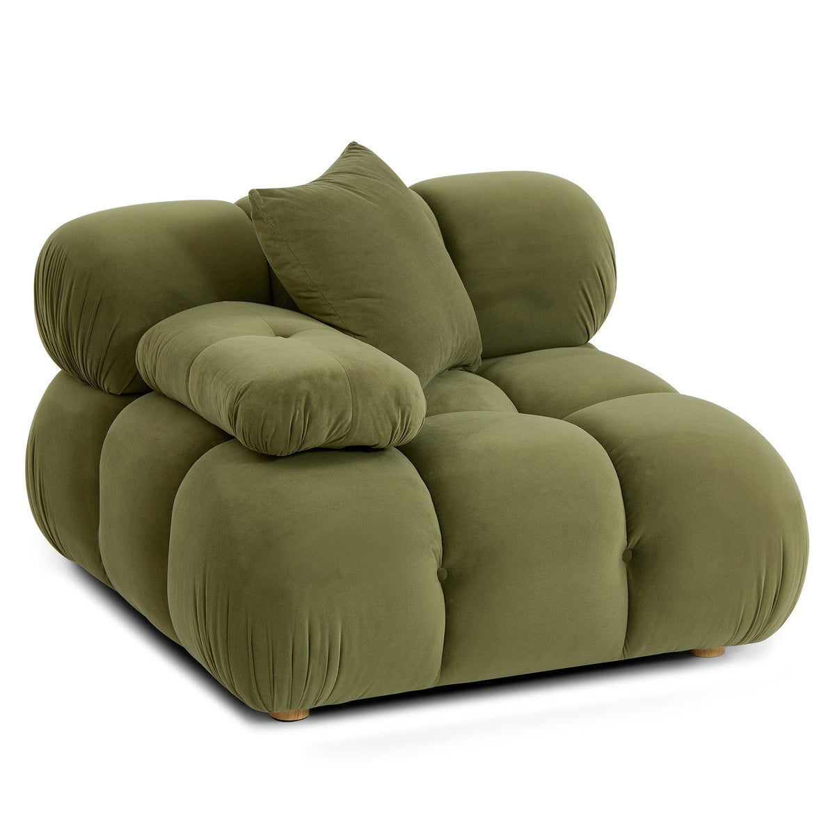 TOV Furniture Calliope Olive Green Performance Modular Corner Chair in velvet, primary product view