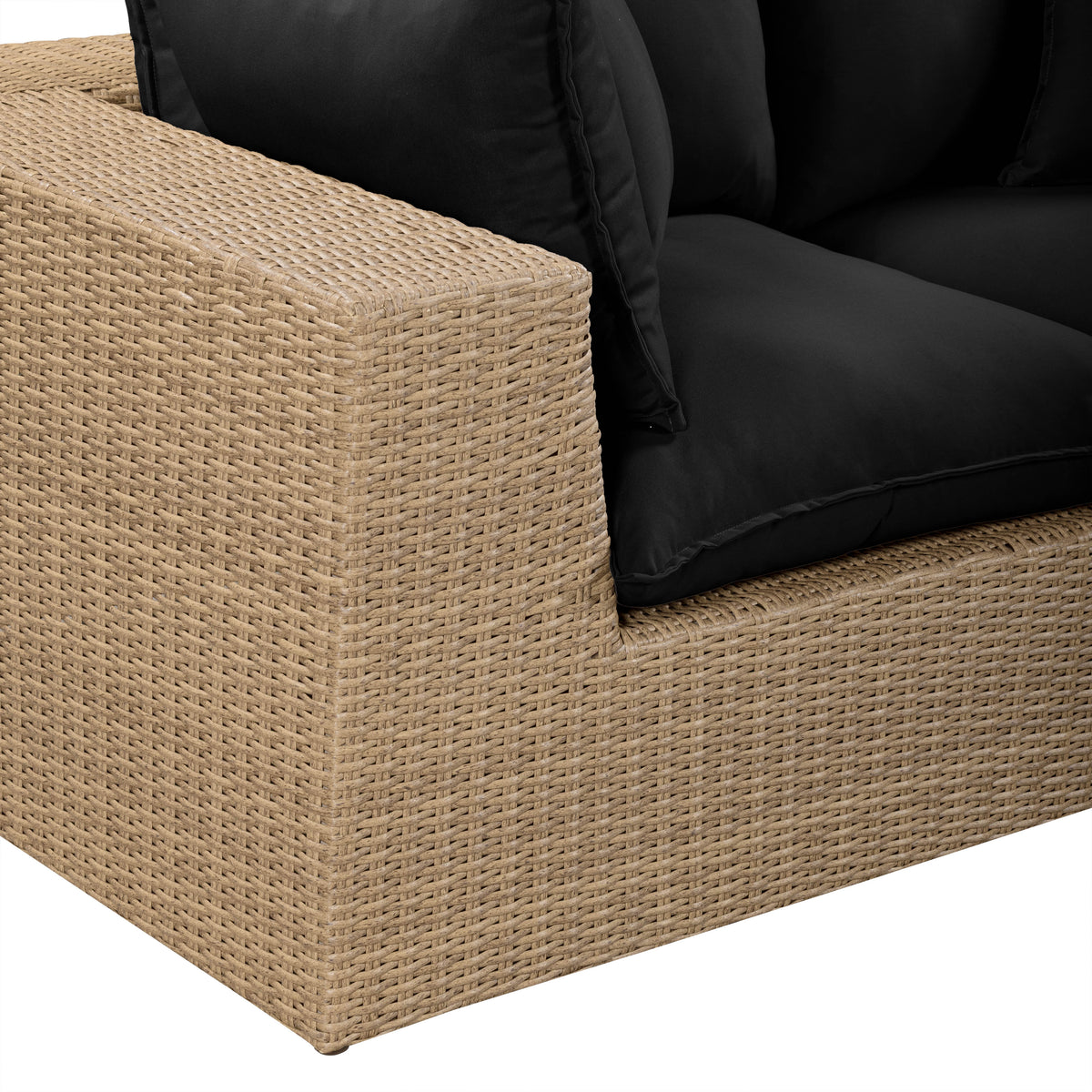 TOV Furniture Cali Black Performance Wicker 120in Outdoor Sofa