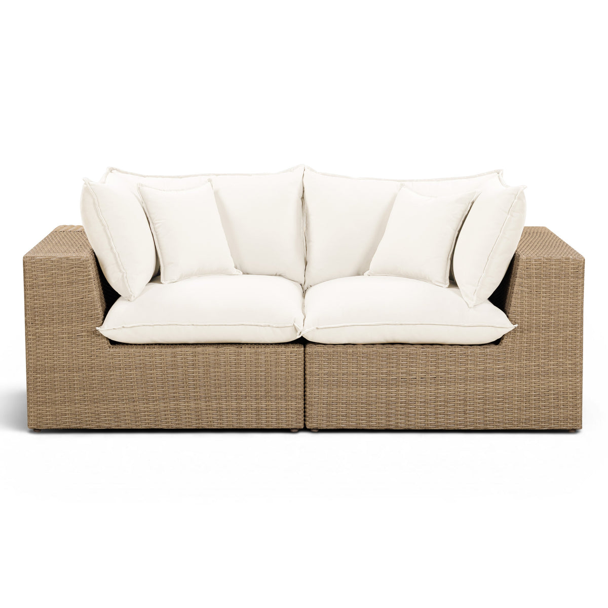 TOV Furniture Cali Cream 80in Performance Wicker Outdoor Loveseat