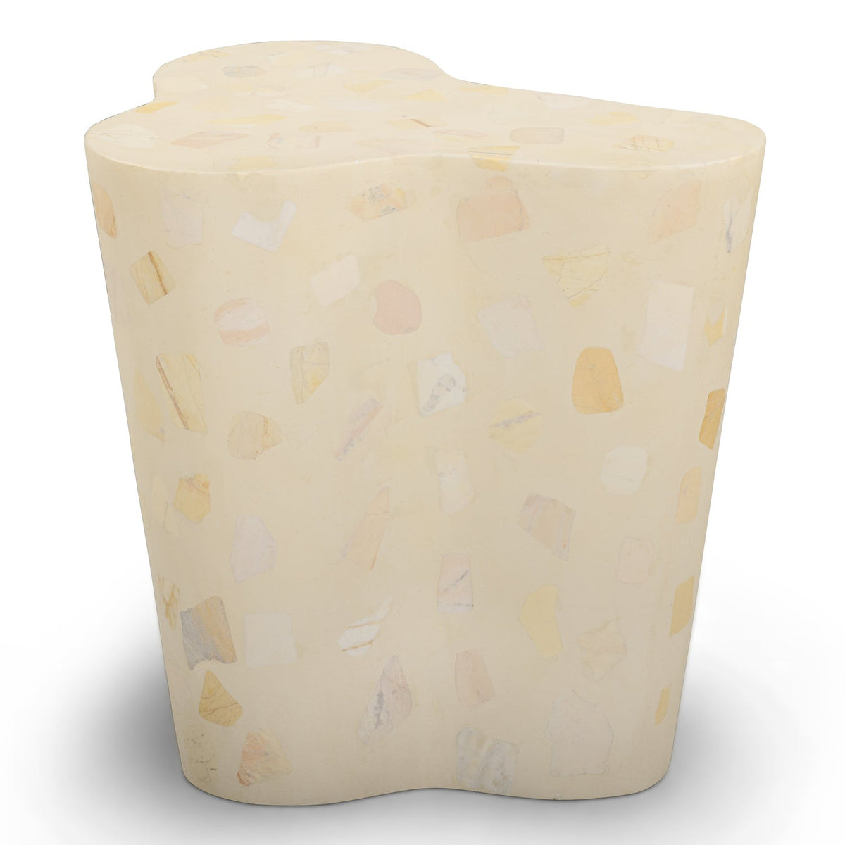 TOV Furniture Slab Faux Terrazzo Indoor Outdoor Side Table in butternut terrazzo concrete, primary product view