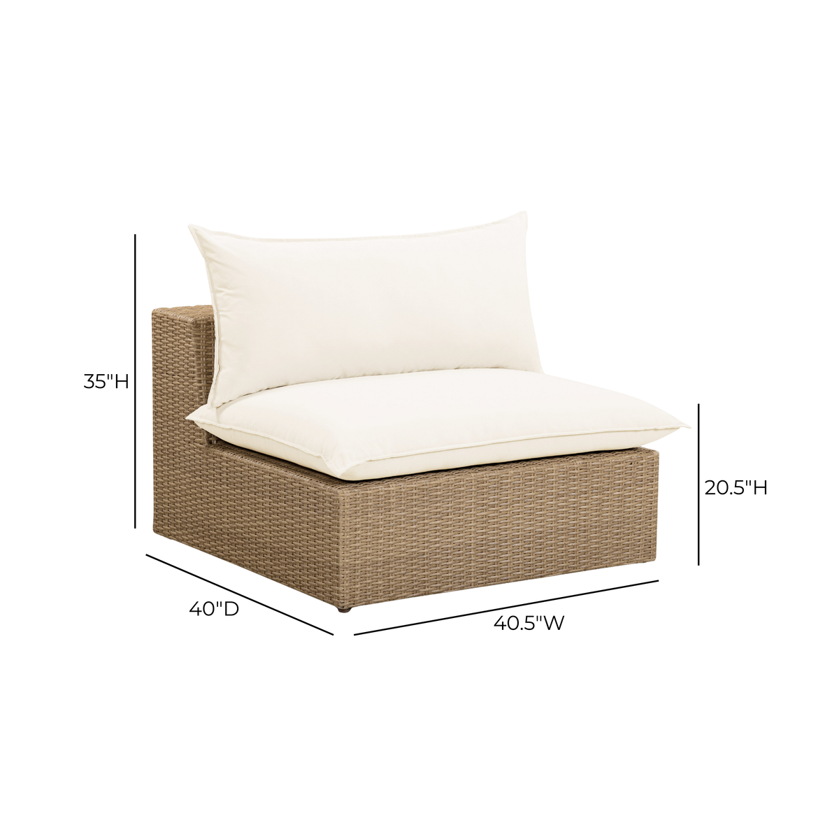 TOV Furniture Cali Cream Performance Wicker Outdoor Armless Chair