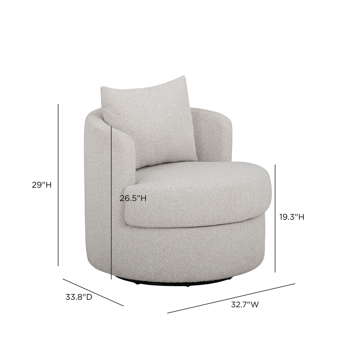 TOV Furniture Silvi Off White Performance Boucle Swivel Chair