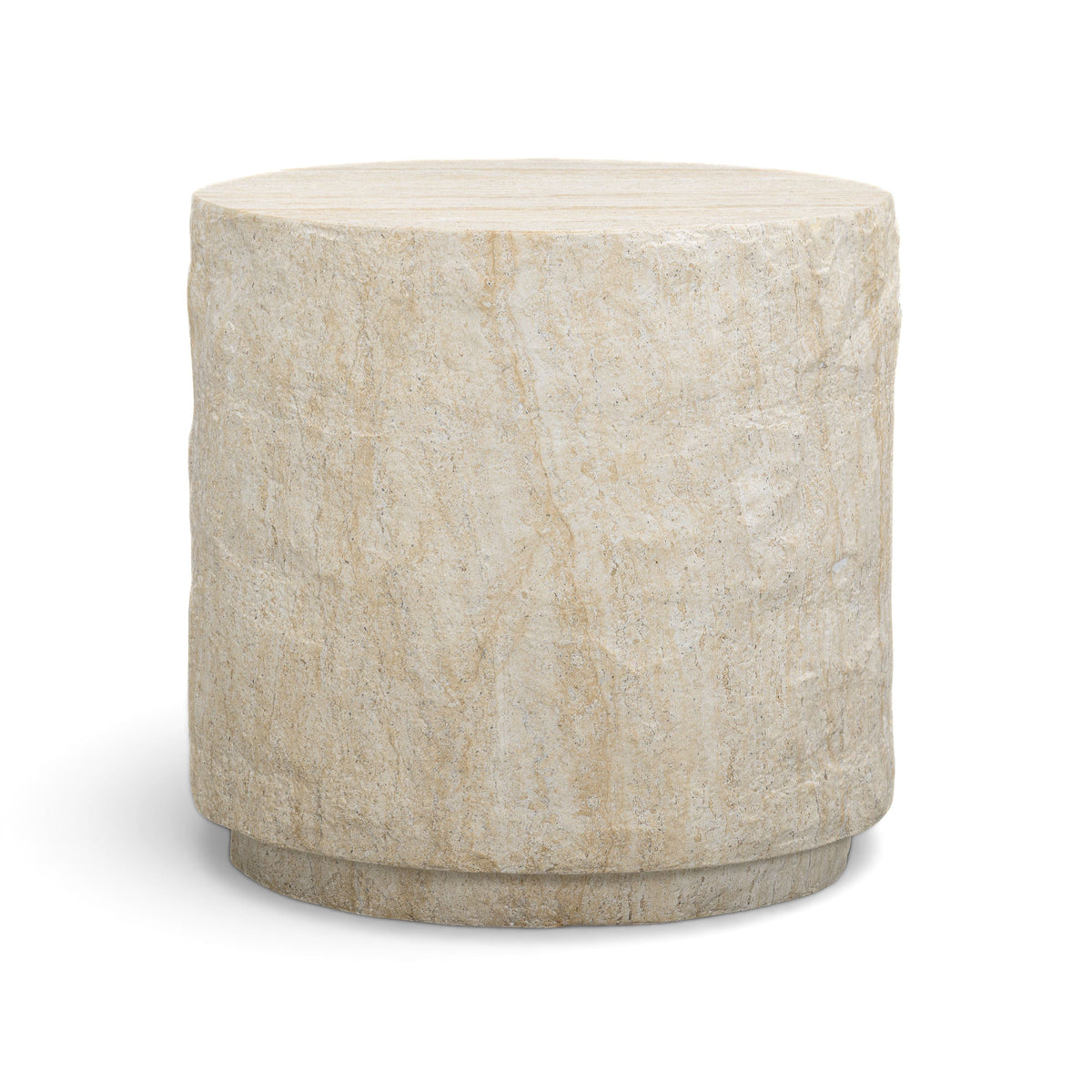 TOV Furniture Roxanne Faux Travertine Indoor/Outdoor Concrete Side Table in faux travertine concrete, primary product view