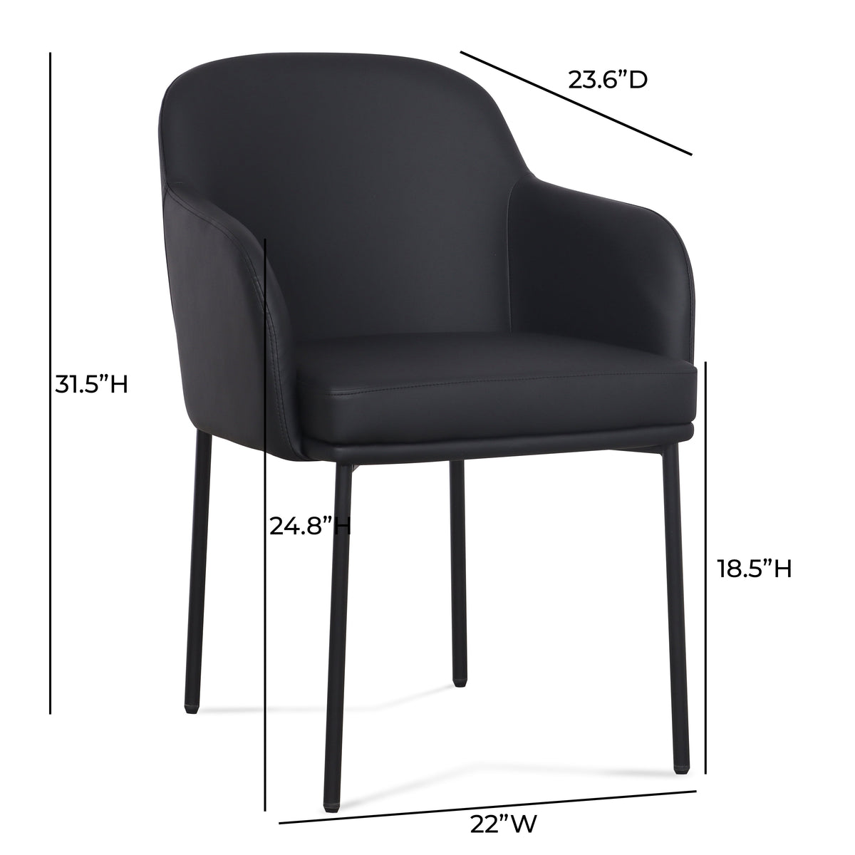 TOV Furniture Sydney Black Performance Vegan Leather Armchair Set of 2