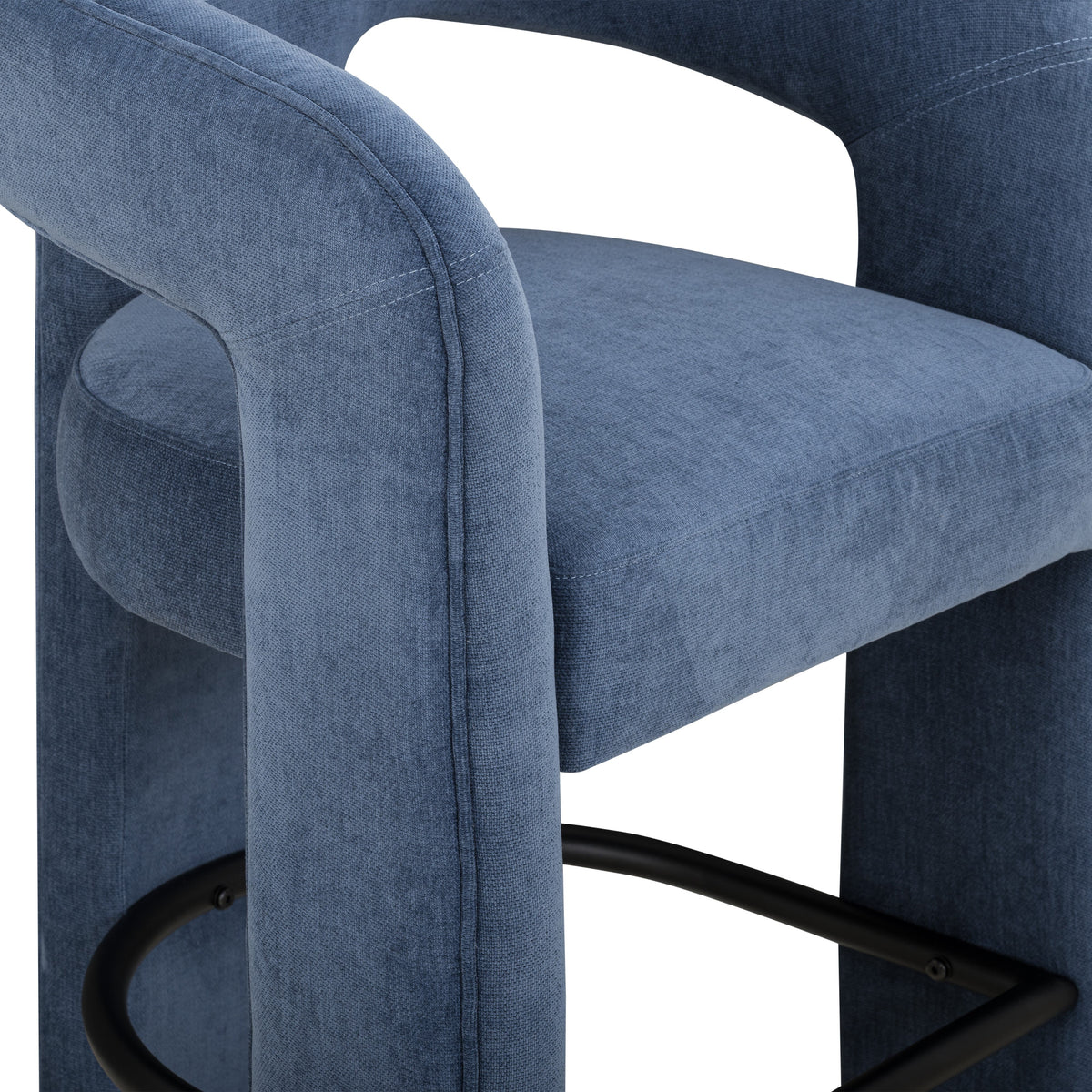 TOV Furniture Malone Blue Denim Performance Chenille Bar Stool