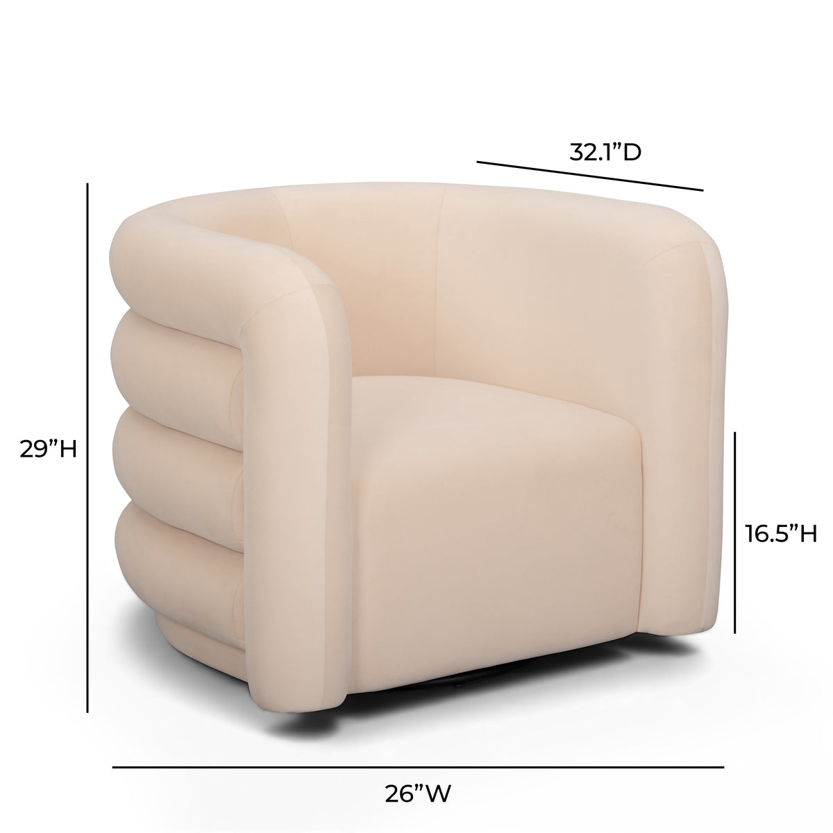 TOV Furniture Curves Peach Performance Velvet Swivel Chair