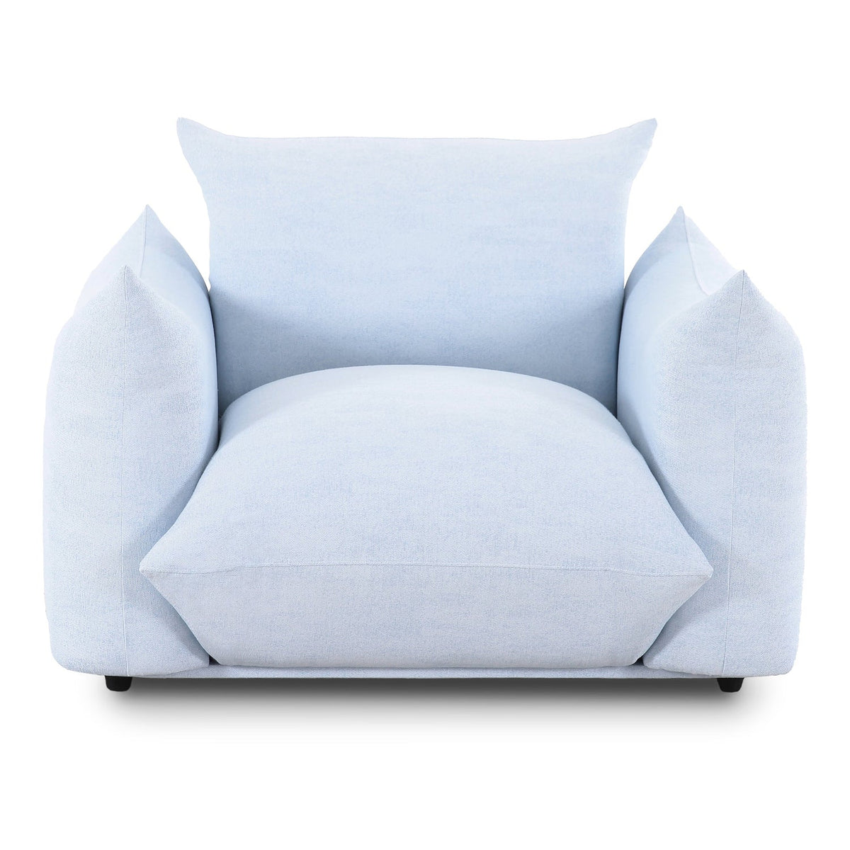 TOV Furniture Saint Tropez Stuffed Indoor/Outdoor Armchair in light blue boucle, primary product view