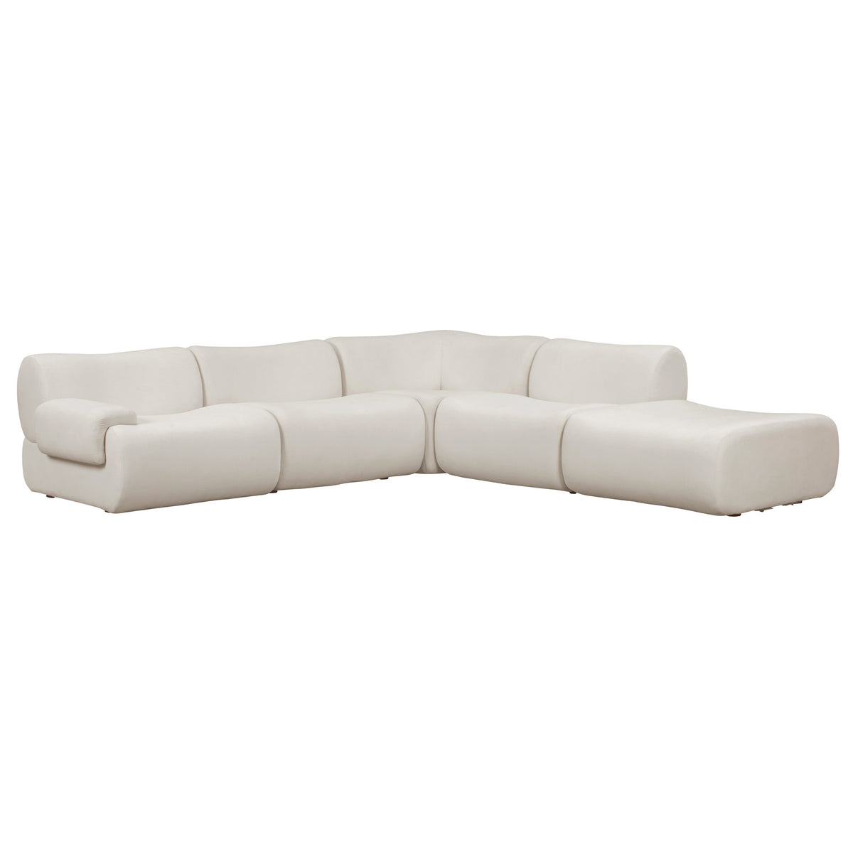 TOV Furniture Zenith 5-Piece Upcycled Modular Sectional in Cream Fabric, primary product view