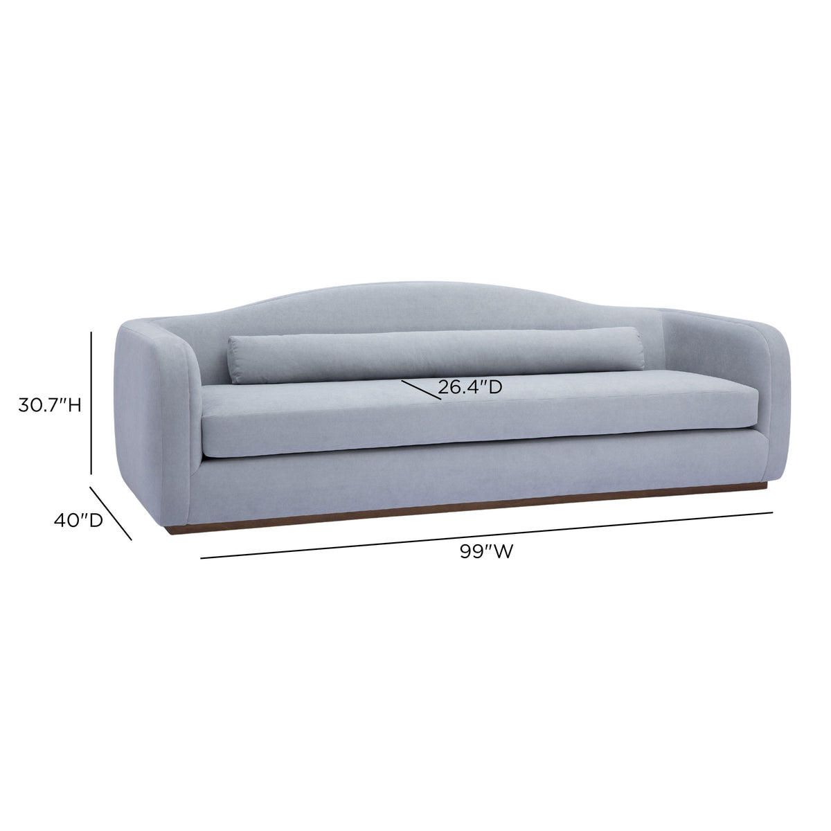TOV Furniture Camille Baby Blue 99in Sofa