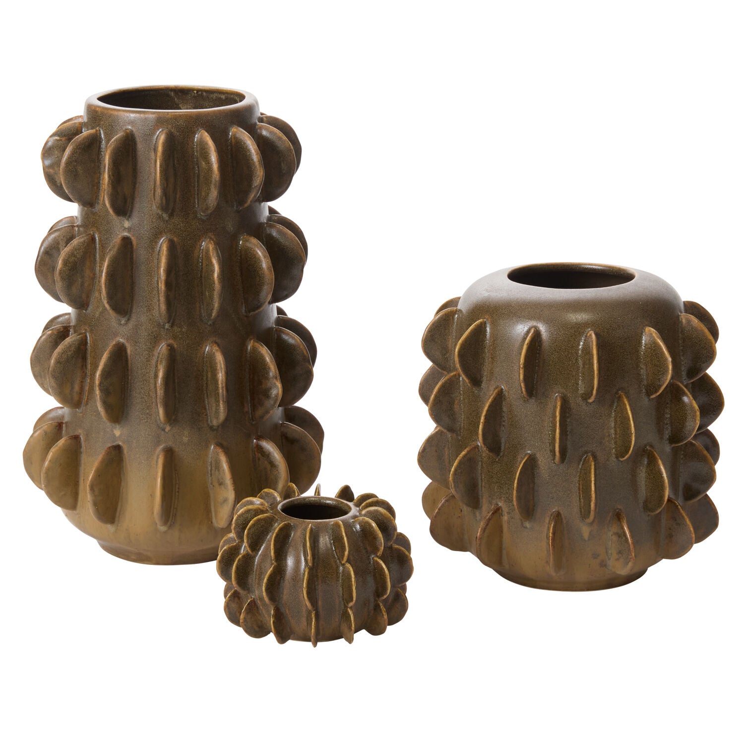Millay Vase styled view, dark green ombre ceramic vase
