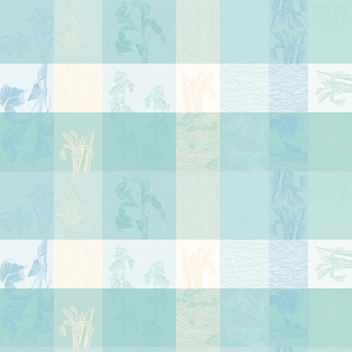 Garnier Thiebaut Mille Iris D'Eau Aqua Jacquard Tablecloth