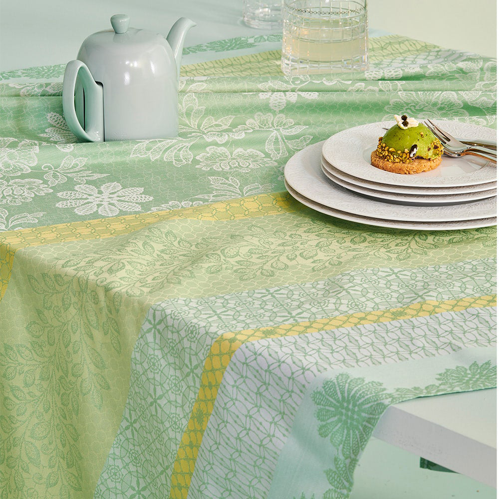 Garnier Thiebaut Mille Lace Amande Jacquard Tablecloth