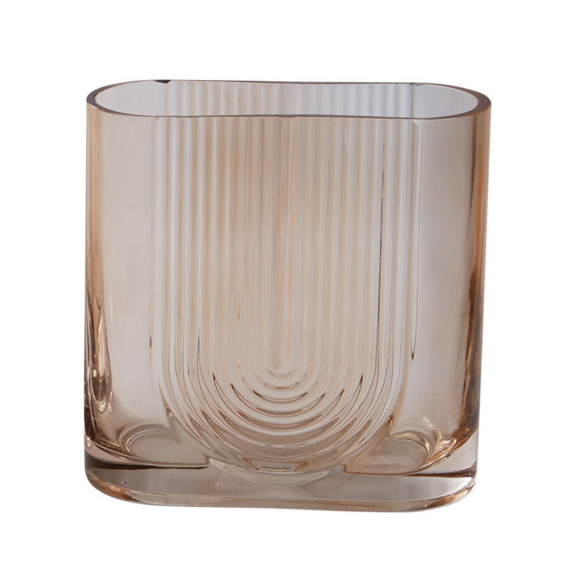 Moreno Vase styled view, amber glass vase