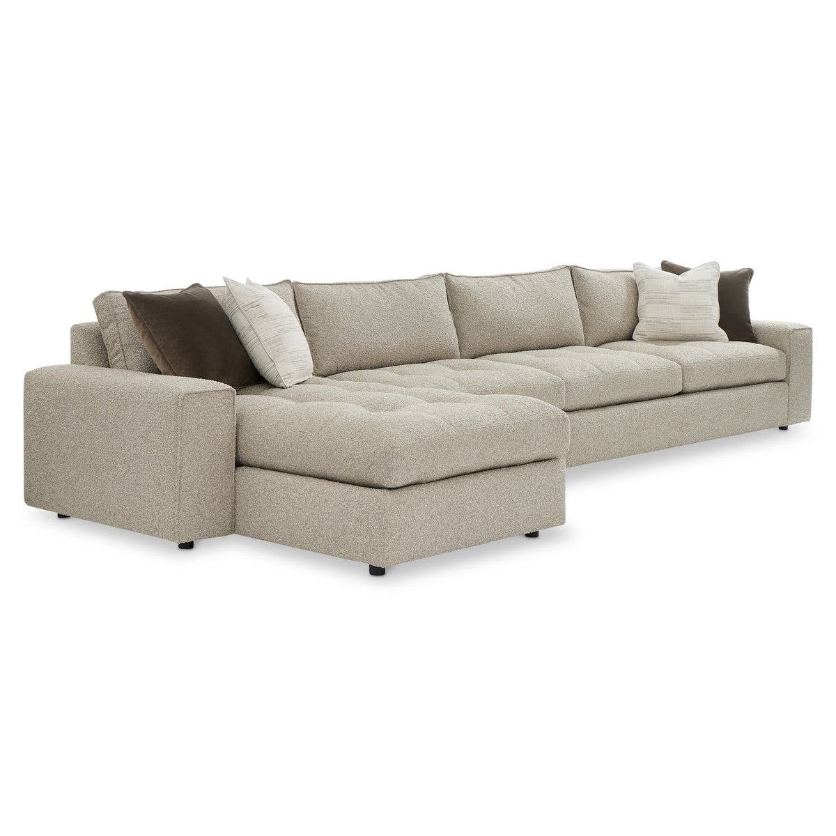 Bernhardt Living Nest 3pc Left Facing Fabric Sectional Sofa in Brown, front view