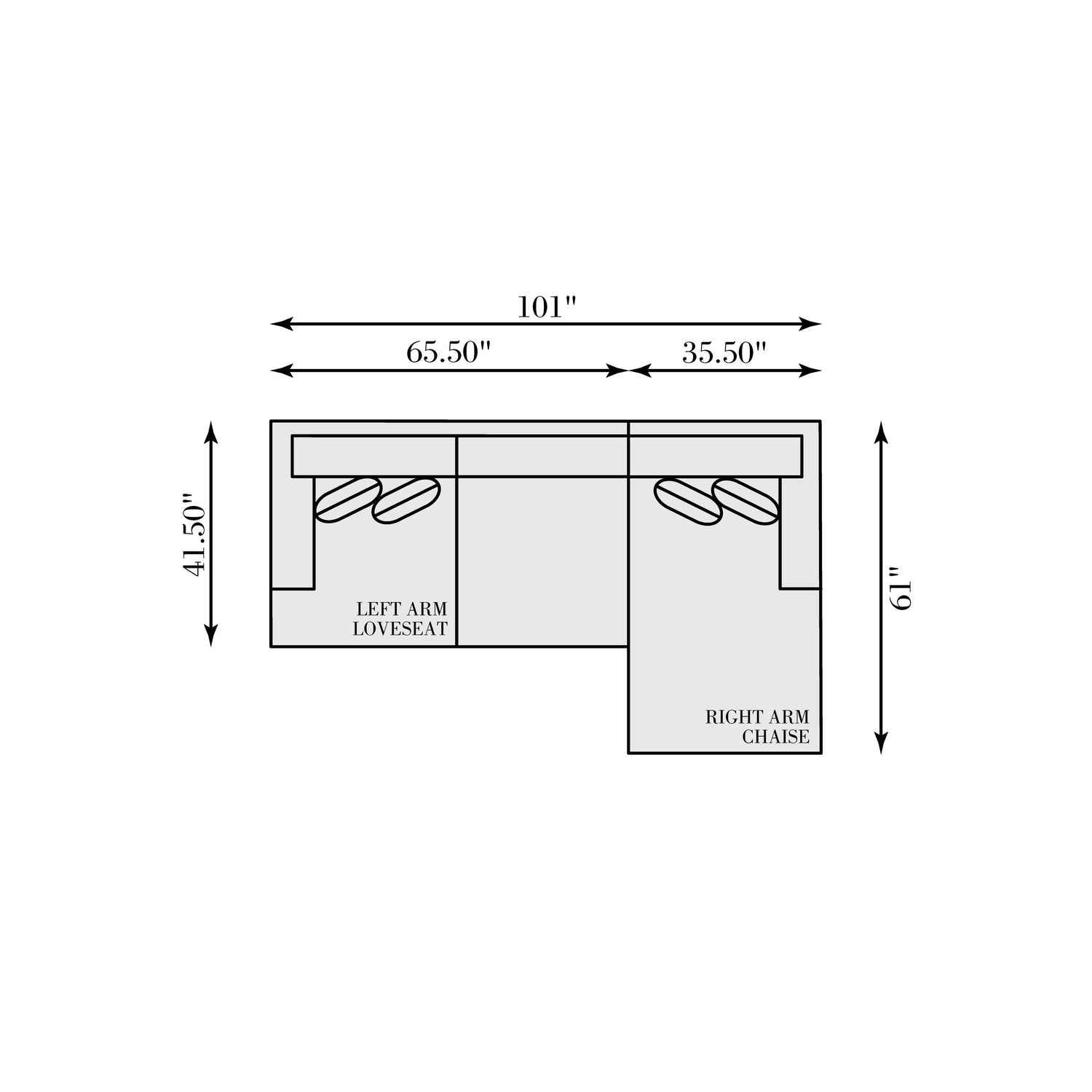 Bernhardt Living Mila 2-Piece Right Facing Fabric Sectional Sofa