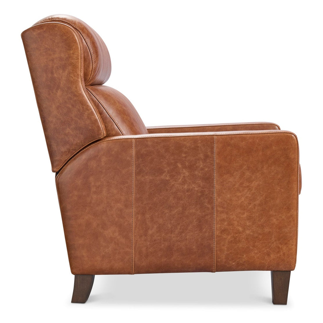 Bernhardt Motion Hampton Leather Recliner in Umber, detail view