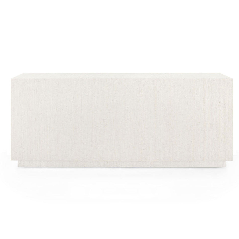 Villa and House Parker Extra Large 9 Drawer Dresser in lacquered grasscloth, styled in a room setting