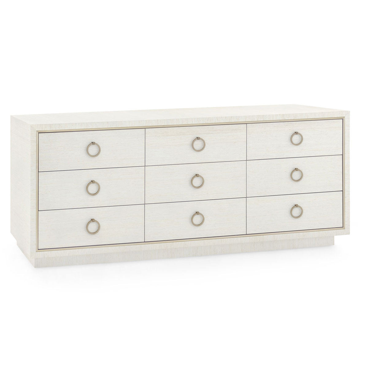 Villa and House Parker Extra Large 9 Drawer Dresser in lacquered grasscloth, front view