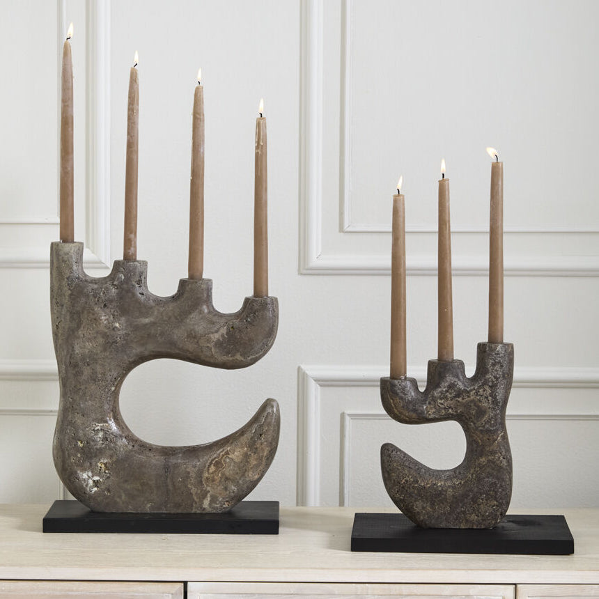 Paradero Candleholder, a brown natural stone home decor accent