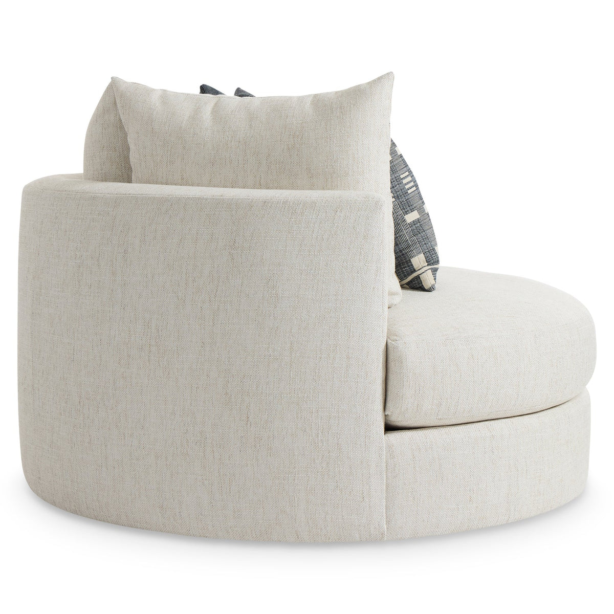 Bernhardt Living Ferris Fabric Swivel Chair in White, side profile