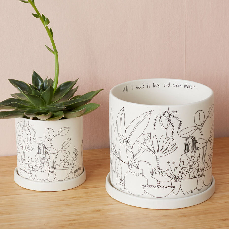 Plant Lady Pot, a white ceramic home decor accent