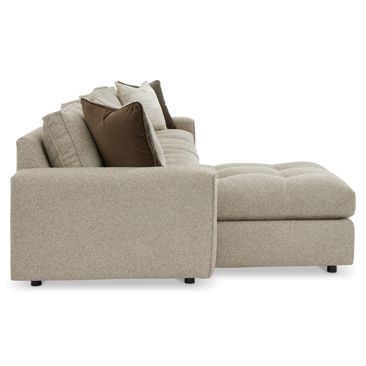 Bernhardt Living Nest 3pc Left Facing Fabric Sectional Sofa in Brown, side profile