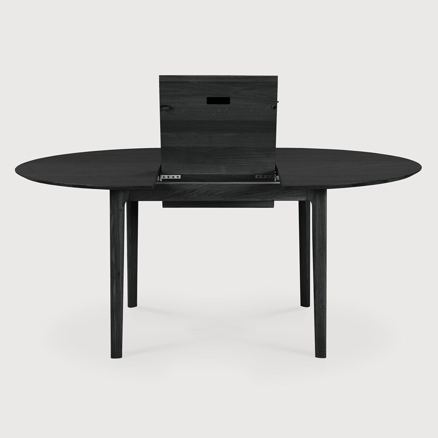 Ethnicraft Bok Round Oak Black Extendable Dining Table